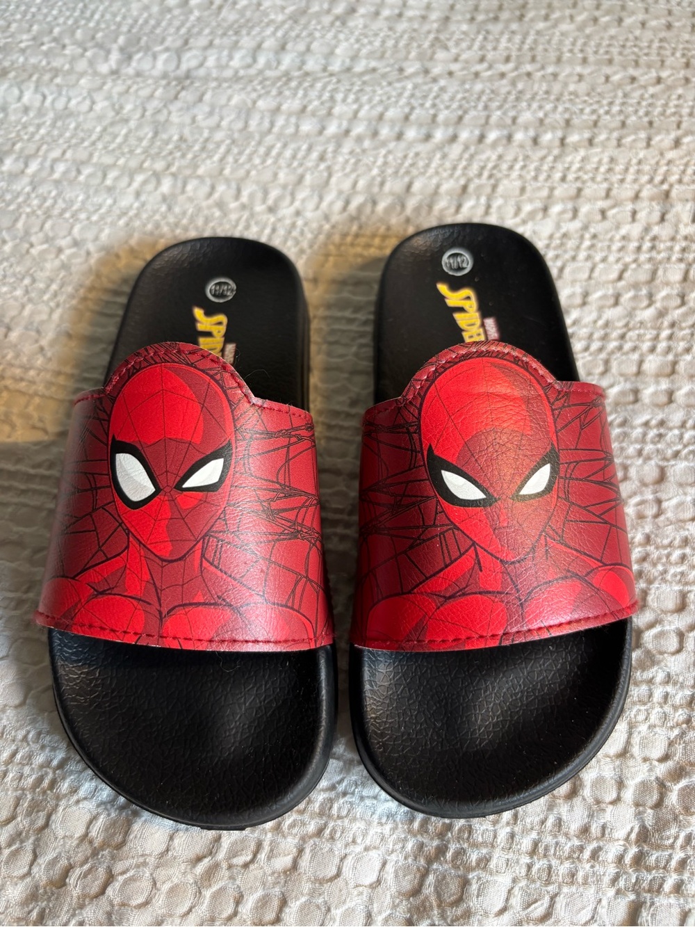 Spiderman Red & Black Kids Slide Sandals with Character Strap